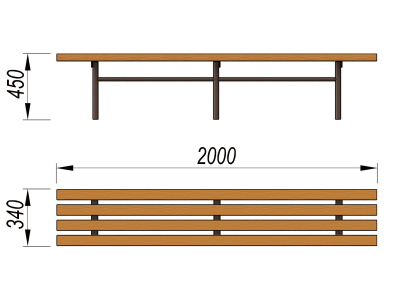 Двухметровая лавочка без спинки 2 м МАФ 1602 в Владикавказе