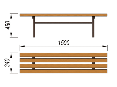 Лавочка без спинки МАФ 1601 в Владикавказе