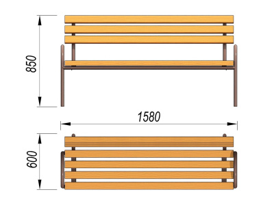 Парковая лавочка со спинкой МАФ 1605 в Владикавказе