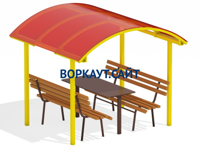 Стол и лавки под навесом МАФ 4005 в Владикавказе